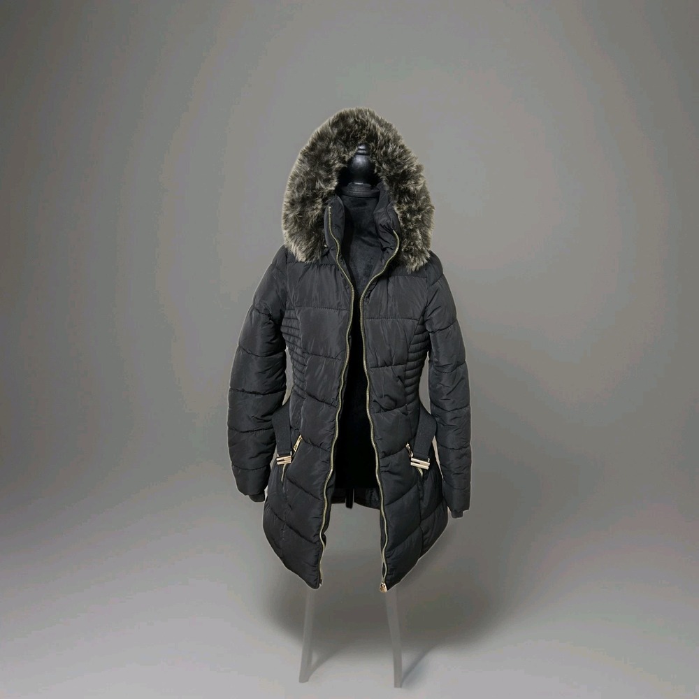 YMI Polyfill Puffer Jacket with Faux Fur Trim Hood and Pop Zippers M Style J1538 - Picture 2 of 16